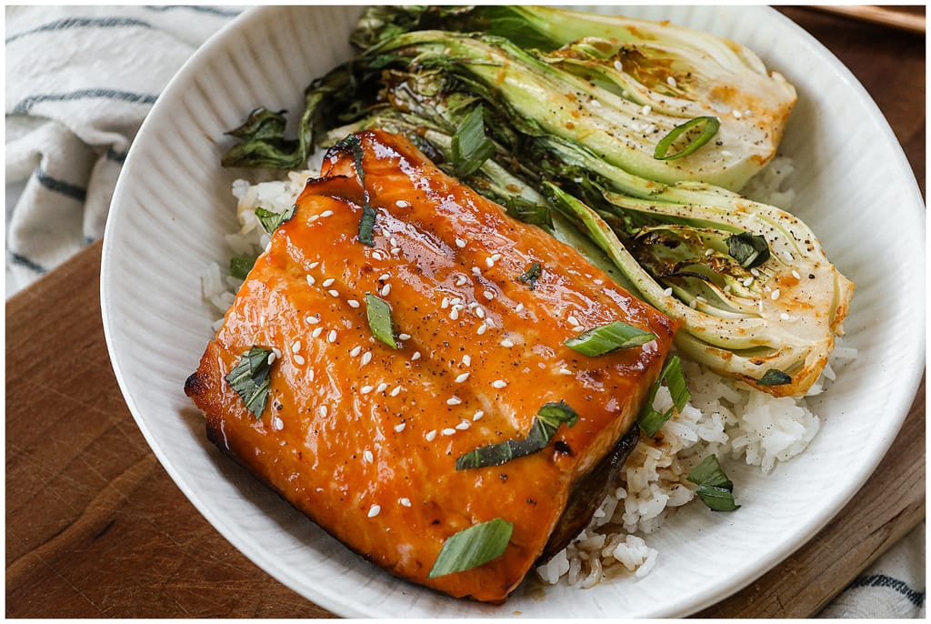 Miso-Ginger Salmon, Coconut Rice & Bok Choy